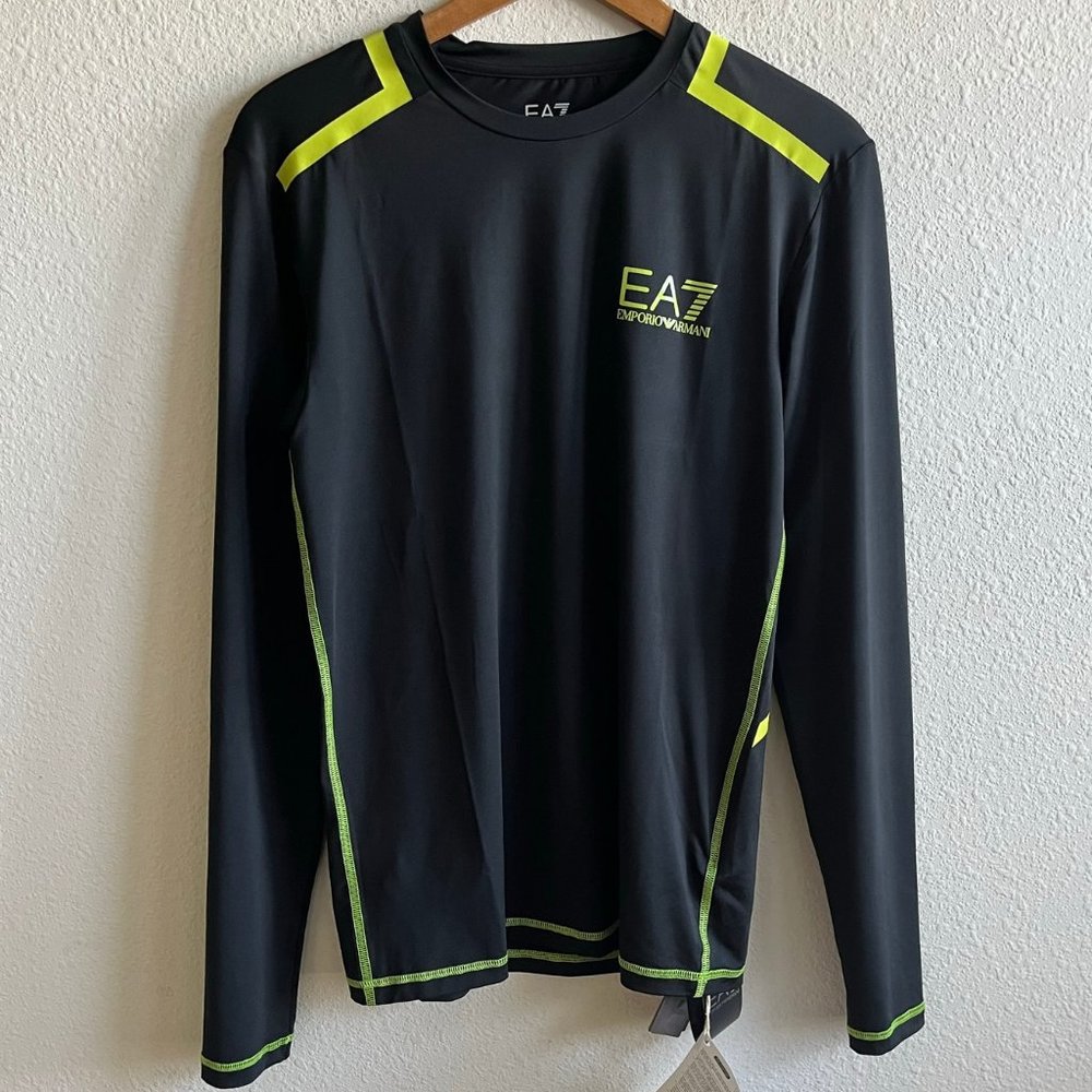 NWT Emporio Armani 7 Men's Vigor 7 Black Long Sleeve Compression Shirt Size M